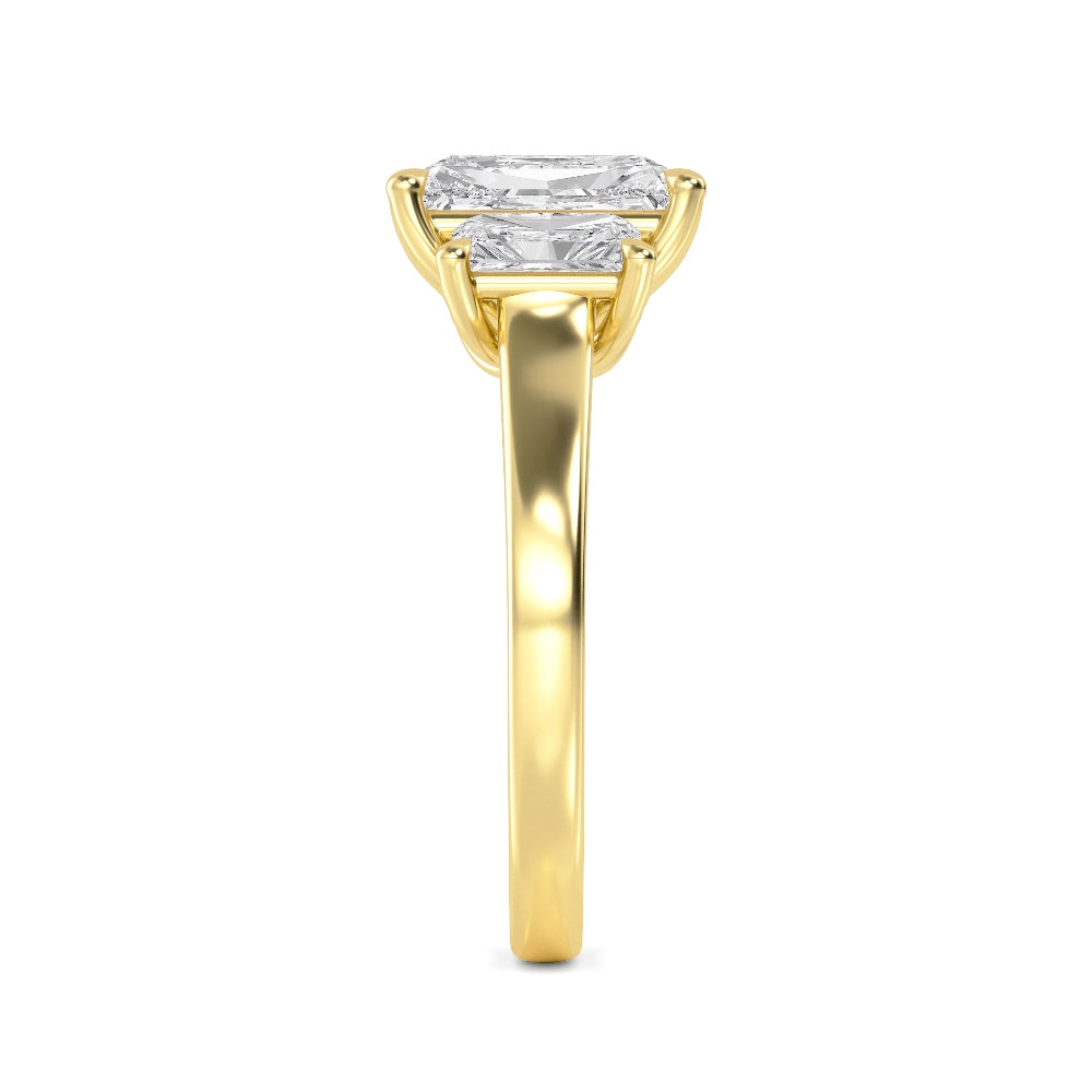 IGI Graded 5.65ctw Radiant Cut Lab-Grown Diamond 3-Stone Engagement Ring in 14k Yellow Gold