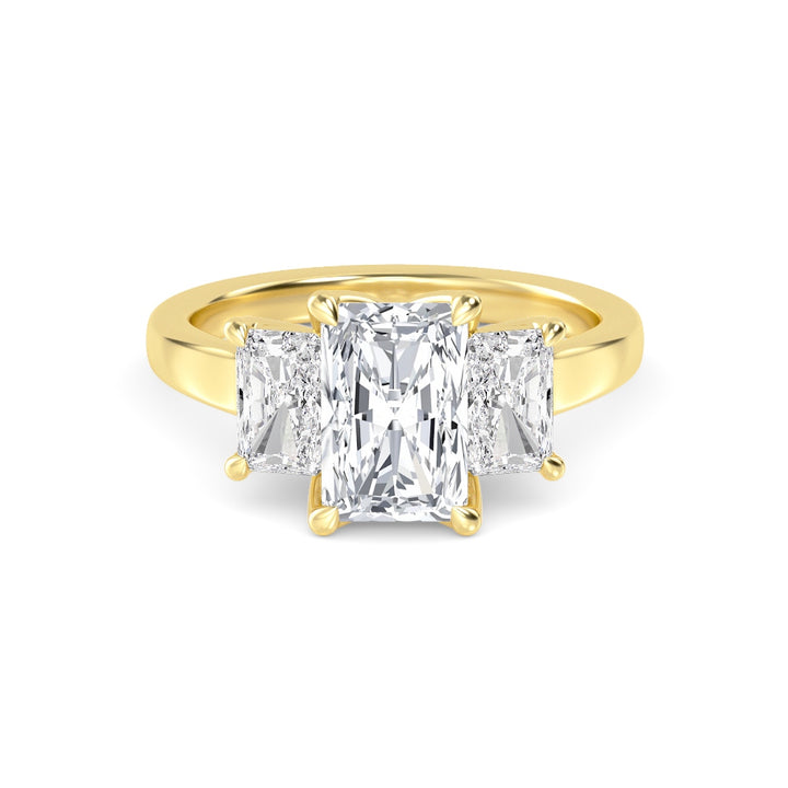 IGI Graded 5.65ctw Radiant Cut Lab-Grown Diamond 3-Stone Engagement Ring in 14k Yellow Gold