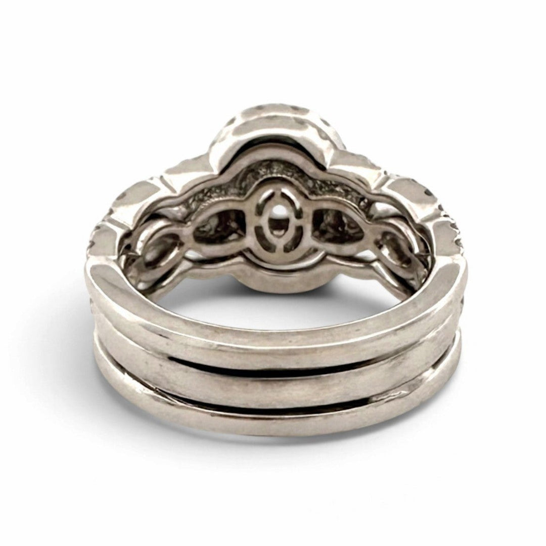 1.27ctw Oval with Round Brilliant Natural Diamond Double Halo Engagement Ring in 14k White Gold by Neil Lane