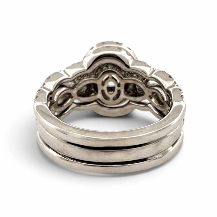 1.27ctw Oval with Round Brilliant Natural Diamond Double Halo Engagement Ring in 14k White Gold by Neil Lane