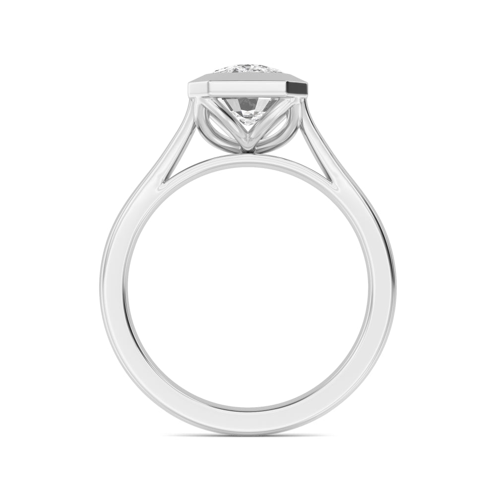 IGI Graded 3.08 Cushion Cut Lab-Grown Diamond Bezel-Set Solitaire Engagement Ring in 14k White Gold