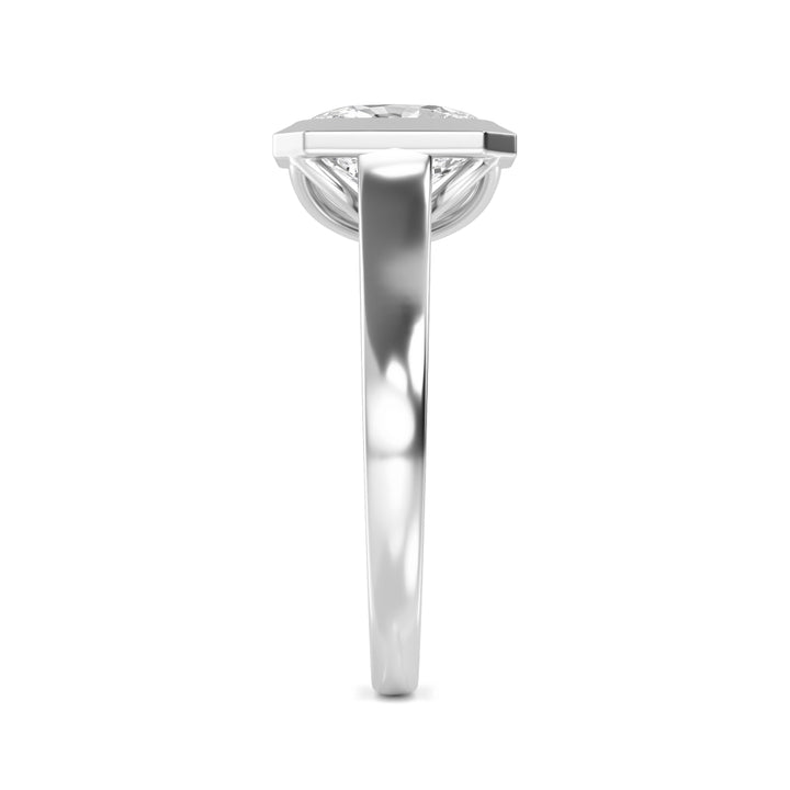 IGI Graded 3.08 Cushion Cut Lab-Grown Diamond Bezel-Set Solitaire Engagement Ring in 14k White Gold