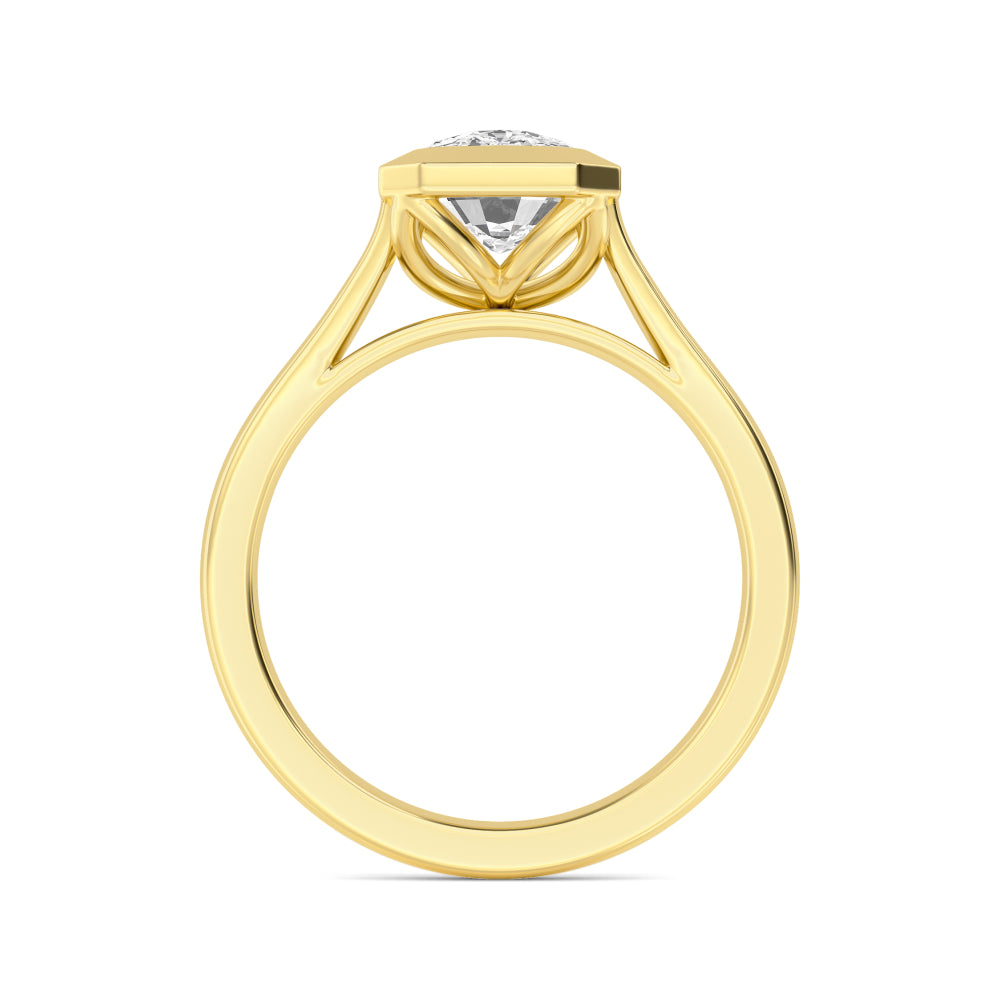 IGI Graded 3.08 Cushion Cut Lab-Grown Diamond Bezel-Set Solitaire Engagement Ring in 14k Yellow Gold