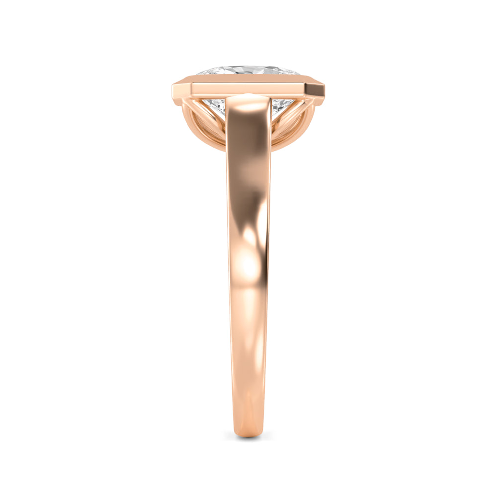 IGI Graded 3.08 Cushion Cut Lab-Grown Diamond Bezel-Set Solitaire Engagement Ring in 14k Rose Gold