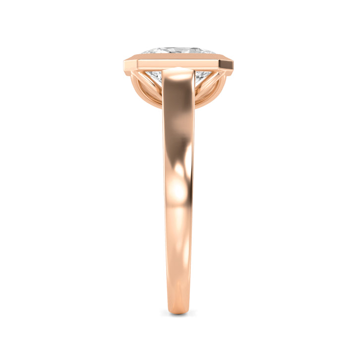 IGI Graded 3.08 Cushion Cut Lab-Grown Diamond Bezel-Set Solitaire Engagement Ring in 14k Rose Gold