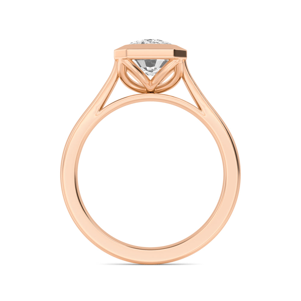 IGI Graded 3.08 Cushion Cut Lab-Grown Diamond Bezel-Set Solitaire Engagement Ring in 14k Rose Gold