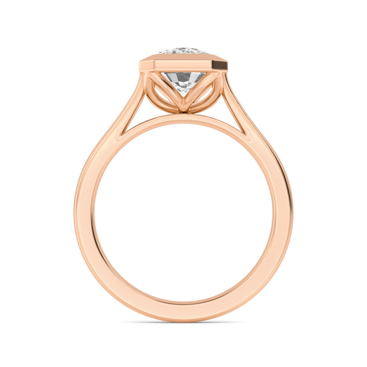 IGI Graded 3.08 Cushion Cut Lab-Grown Diamond Bezel-Set Solitaire Engagement Ring in 14k Rose Gold