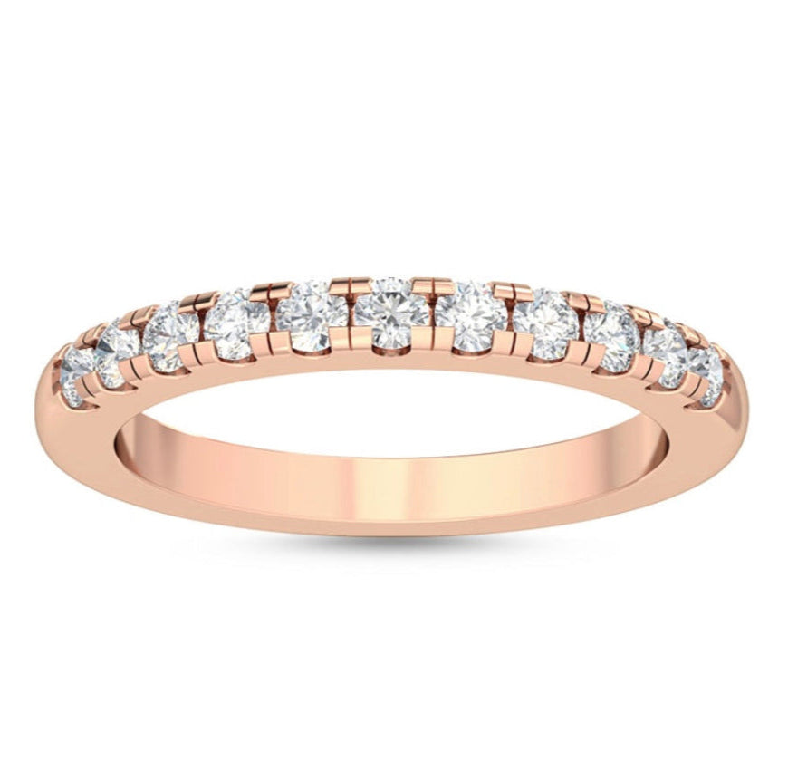0.24ctw Round Brilliant Lab-Grown Diamond Wedding Band or Stackable Ring in 14k Rose Gold