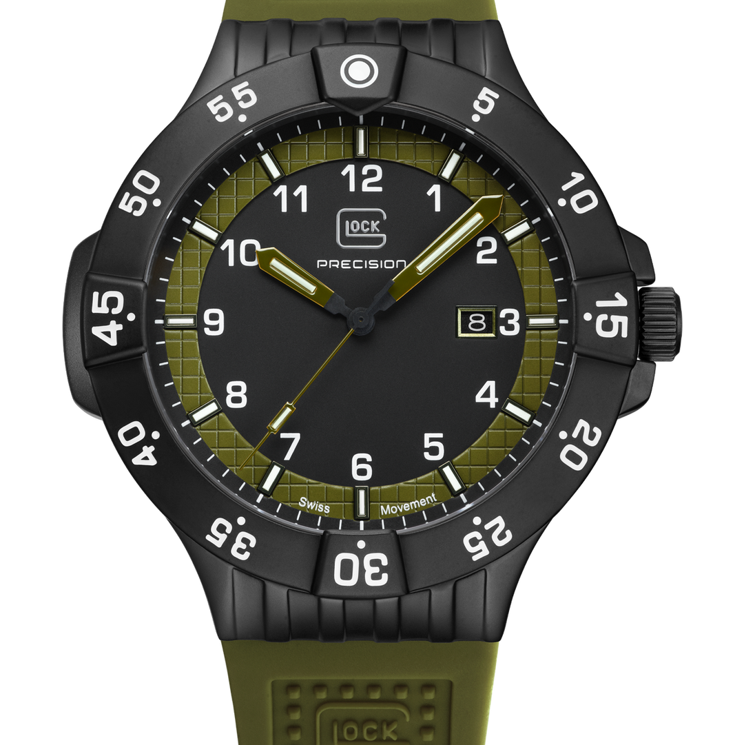 GLOCK GW-15-4-22 43mm Quartz Watch with Silicone Strap in Army Green