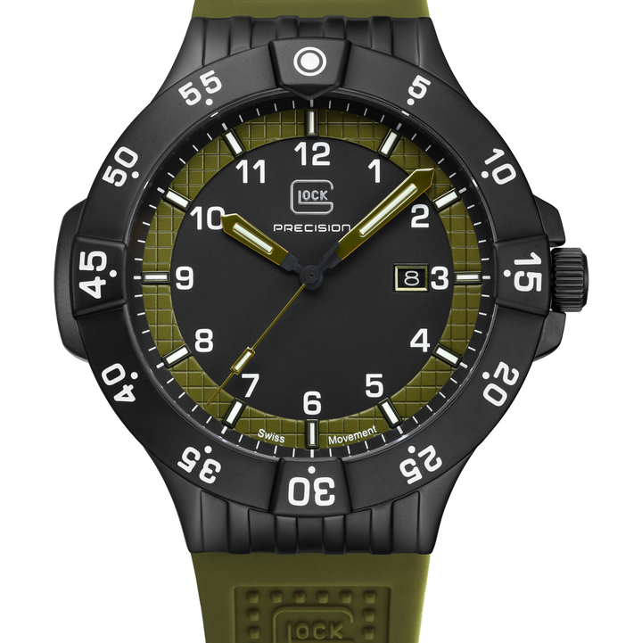 GLOCK GW-15-4-22 43mm Quartz Watch with Silicone Strap in Army Green
