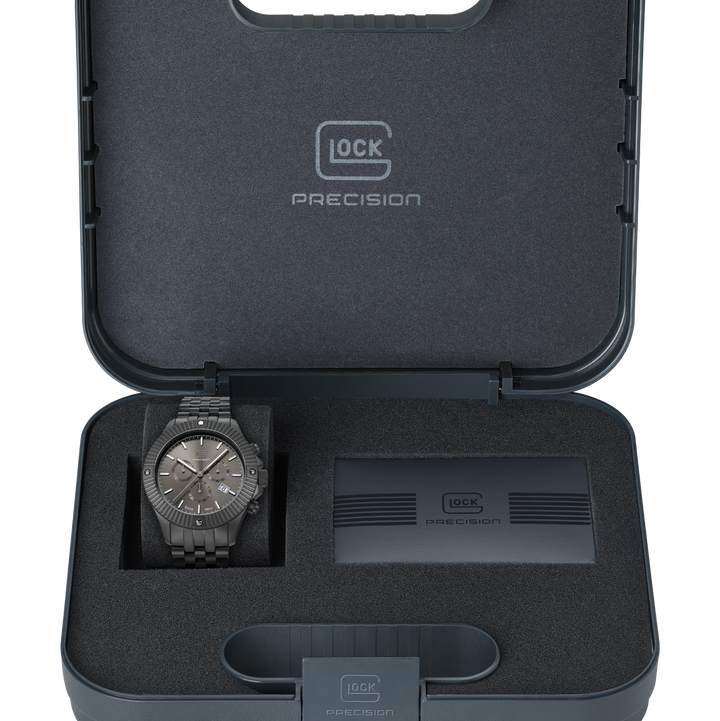 GLOCK GW-38-1-22 44mm Gunmetal Stainless Steel Chronograph Bracelet Watch