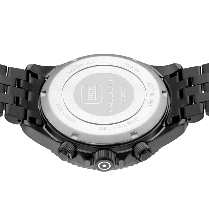 GLOCK GW-38-1-22 44mm Gunmetal Stainless Steel Chronograph Bracelet Watch