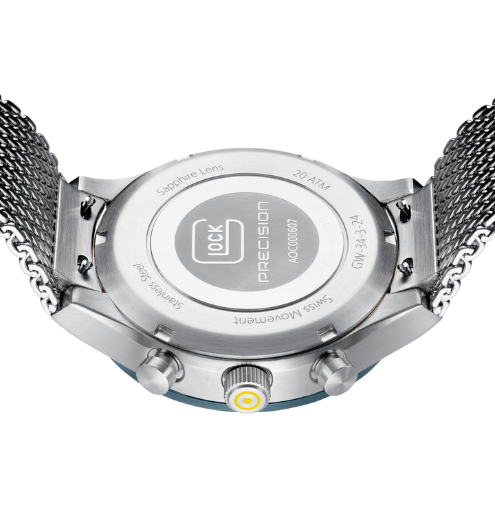 GLOCK GW-34-3-24 43mm Stainless Steel Quartz Chronograph Mesh Bracelet Watch