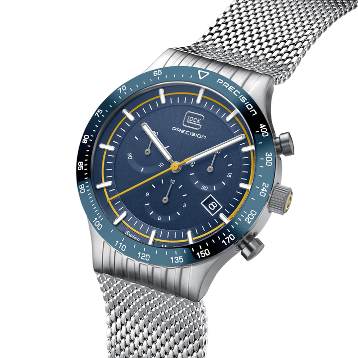 GLOCK GW-34-3-24 43mm Stainless Steel Quartz Chronograph Mesh Bracelet Watch