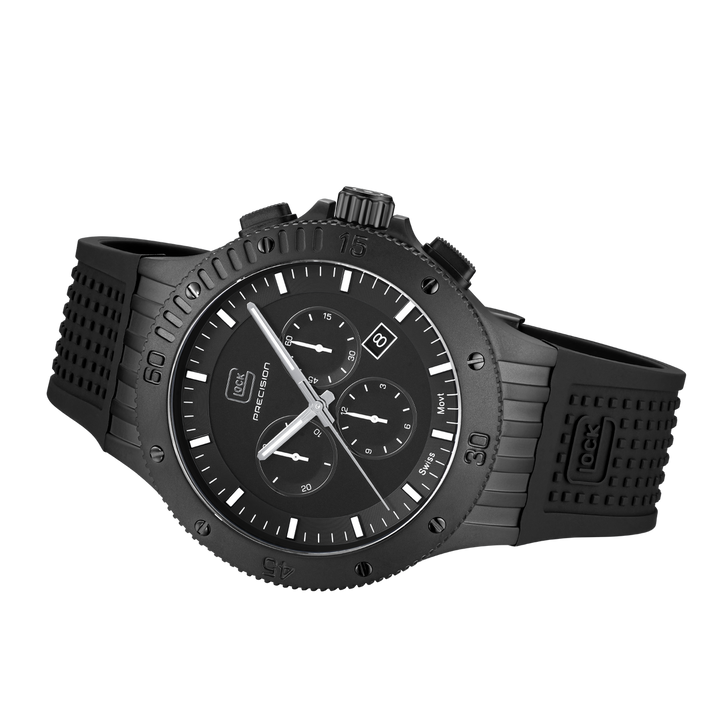 GLOCK GW-24-2-24 44mm Quartz Watch with Silicone Strap in All Black