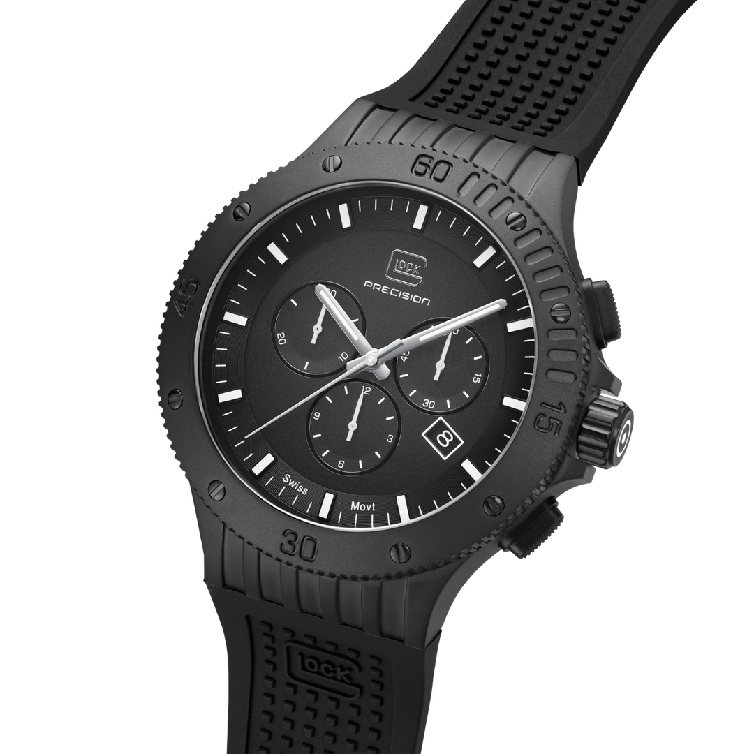 GLOCK GW-24-2-24 44mm Quartz Watch with Silicone Strap in All Black