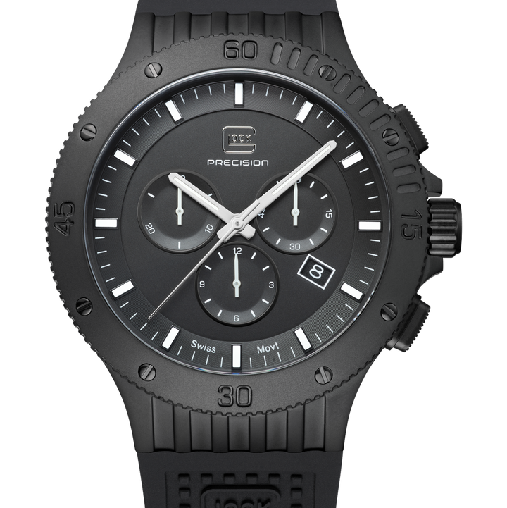 GLOCK GW-24-2-24 44mm Quartz Watch with Silicone Strap in All Black
