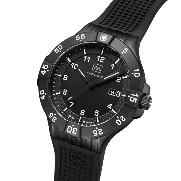 GLOCK GW-15-3-22 43mm Quartz Watch with Silicone Strap in All Black