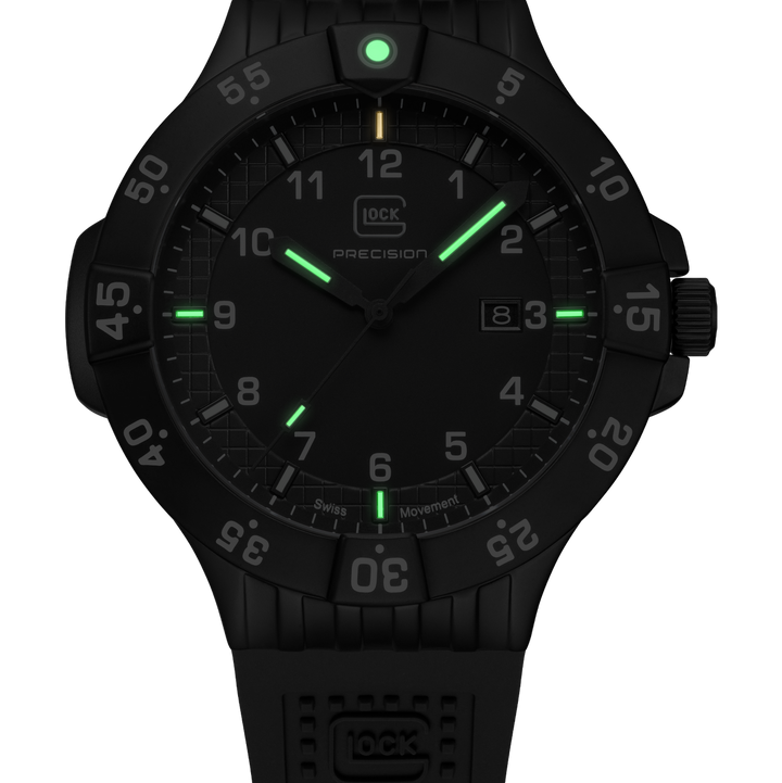 GLOCK GW-15-3-22 43mm Quartz Watch with Silicone Strap in All Black