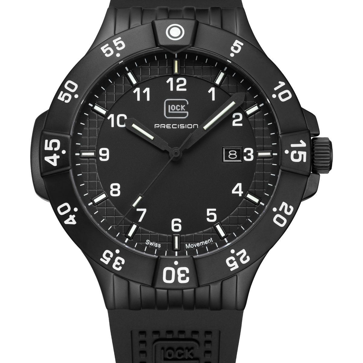 GLOCK GW-15-3-22 43mm Quartz Watch with Silicone Strap in All Black
