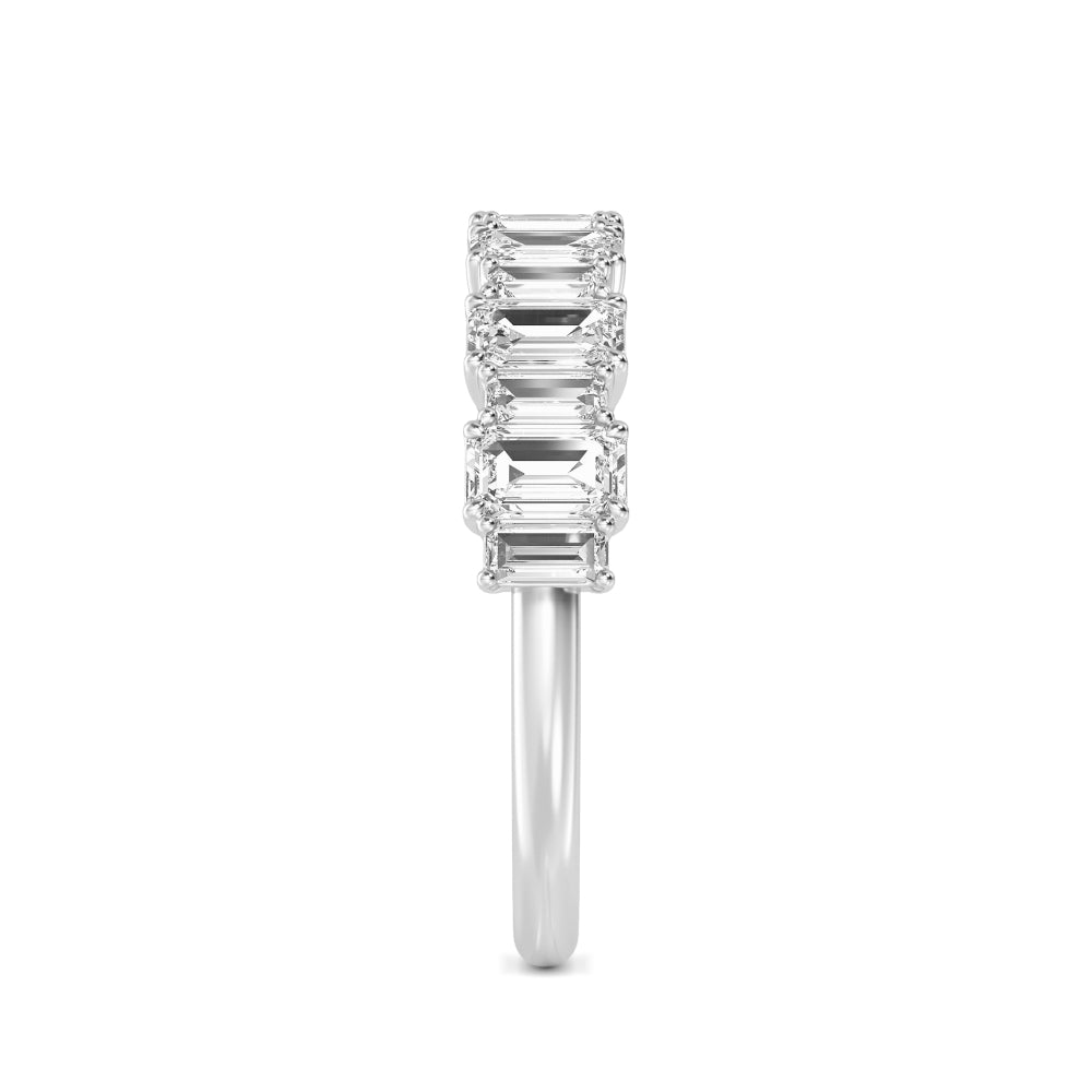 1.45ctw Alternating Emerald Cut & Baguette Cut Lab-Grown Diamond Stackable Band in 14k White Gold