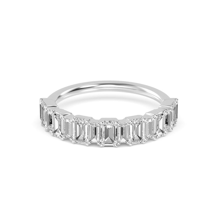 1.45ctw Alternating Emerald Cut & Baguette Cut Lab-Grown Diamond Stackable Band in 14k White Gold