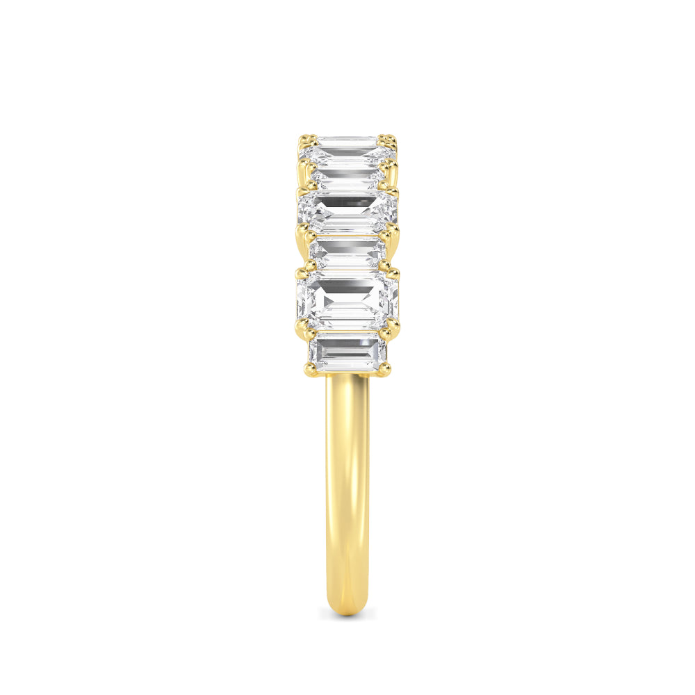 1.45ctw Alternating Emerald Cut & Baguette Cut Lab-Grown Diamond Stackable Band in 14k Yellow Gold