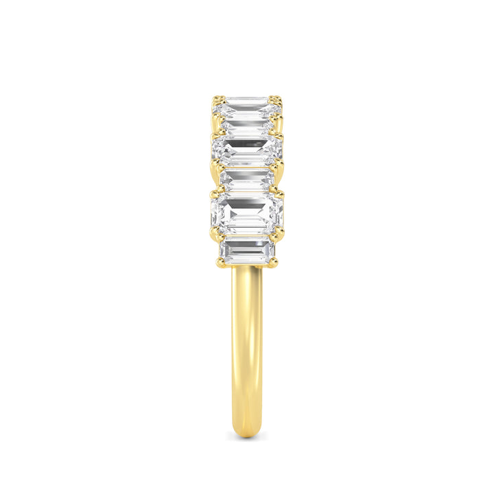 1.45ctw Alternating Emerald Cut & Baguette Cut Lab-Grown Diamond Stackable Band in 14k Yellow Gold