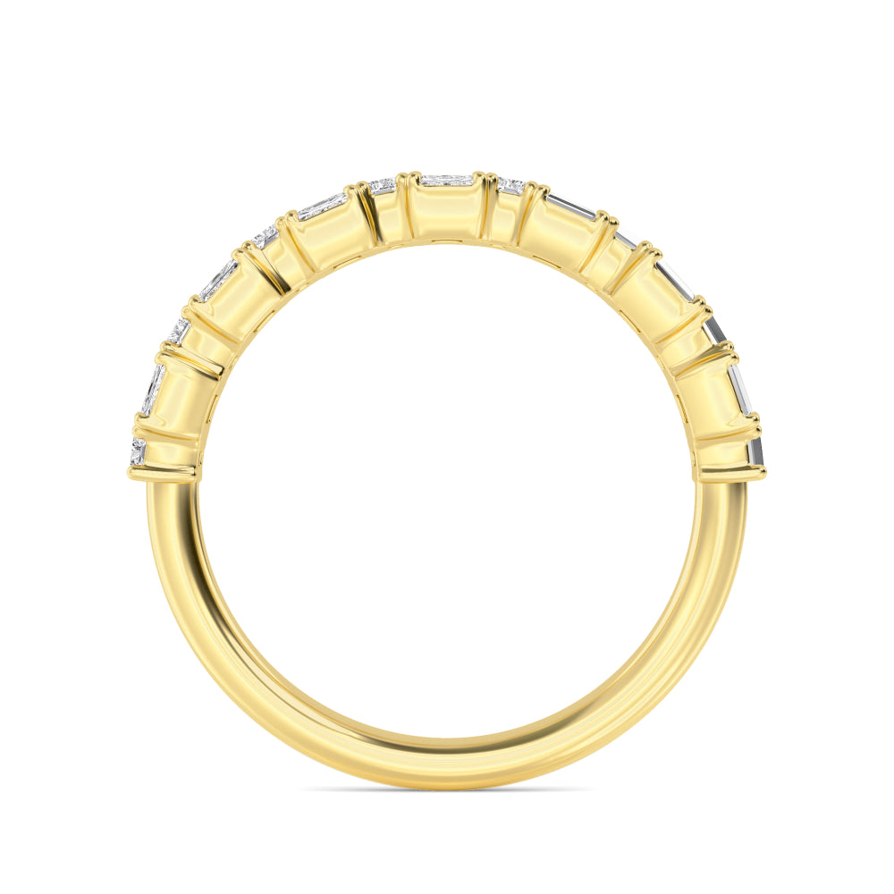 1.45ctw Alternating Emerald Cut & Baguette Cut Lab-Grown Diamond Stackable Band in 14k Yellow Gold