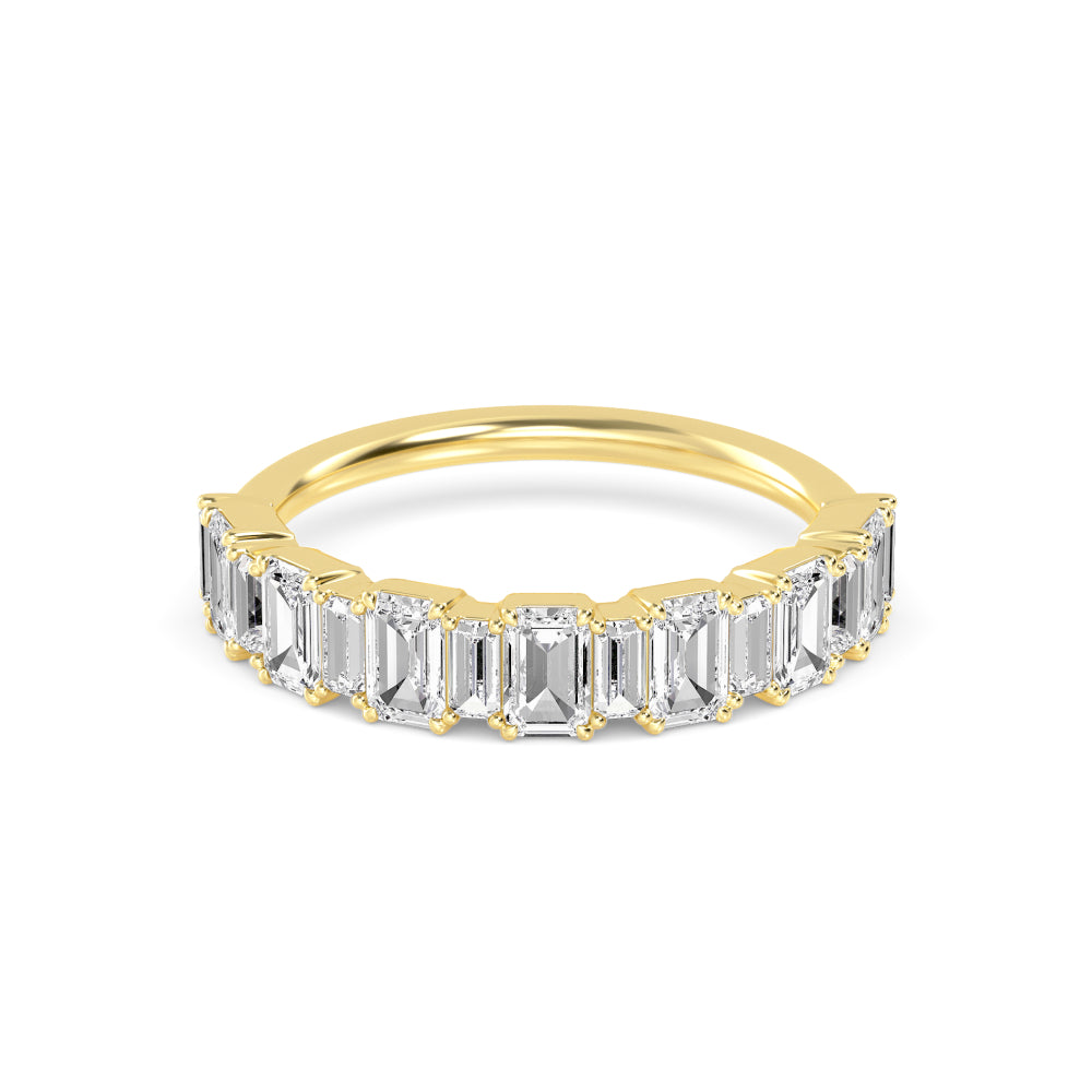 1.45ctw Alternating Emerald Cut & Baguette Cut Lab-Grown Diamond Stackable Band in 14k Yellow Gold