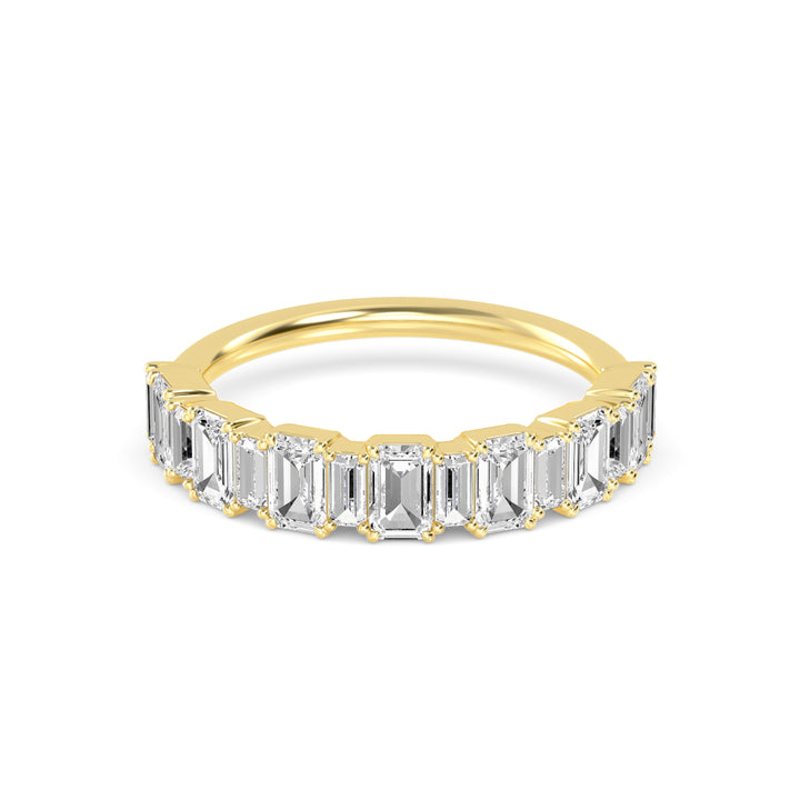 1.45ctw Alternating Emerald Cut & Baguette Cut Lab-Grown Diamond Stackable Band in 14k Yellow Gold