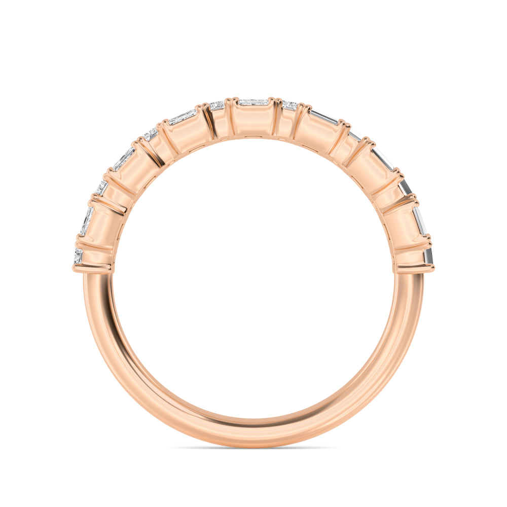 1.45ctw Alternating Emerald Cut & Baguette Cut Lab-Grown Diamond Stackable Band in 14k Rose Gold