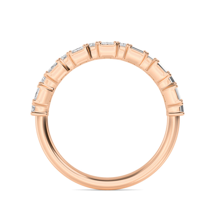 1.45ctw Alternating Emerald Cut & Baguette Cut Lab-Grown Diamond Stackable Band in 14k Rose Gold