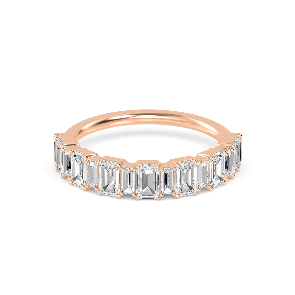 1.45ctw Alternating Emerald Cut & Baguette Cut Lab-Grown Diamond Stackable Band in 14k Rose Gold