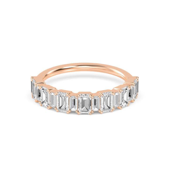 1.45ctw Alternating Emerald Cut & Baguette Cut Lab-Grown Diamond Stackable Band in 14k Rose Gold