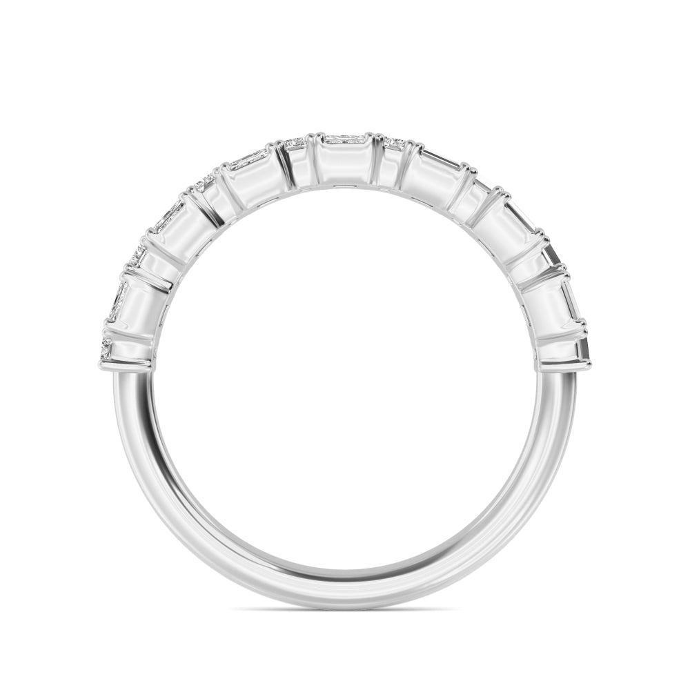 1.45ctw Alternating Emerald Cut & Baguette Cut Lab-Grown Diamond Stackable Band in 14k White Gold