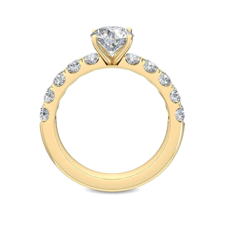 IGI Graded 1.56ct Round Brilliant Center Lab-Grown Diamond Engagement Ring in 14k Yellow Gold
