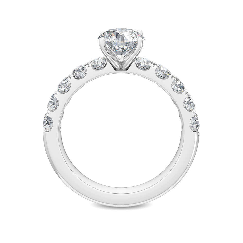 IGI Graded 1.56ct Round Brilliant Center Lab-Grown Diamond Engagement Ring in 14k White Gold