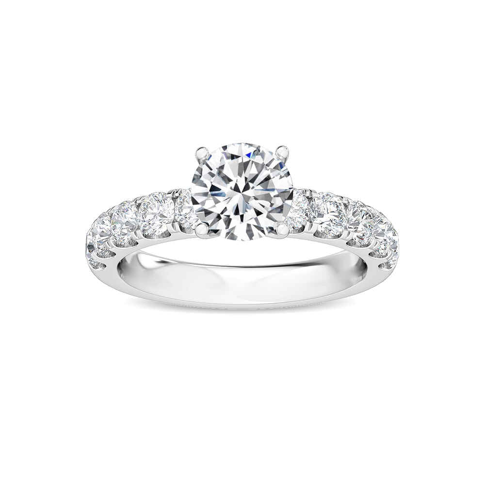 IGI Graded 1.56ct Round Brilliant Center Lab-Grown Diamond Engagement Ring in 14k White Gold