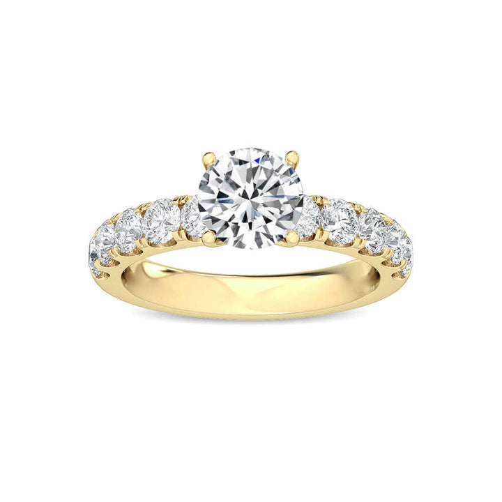 IGI Graded 1.56ct Round Brilliant Center Lab-Grown Diamond Engagement Ring in 14k Yellow Gold