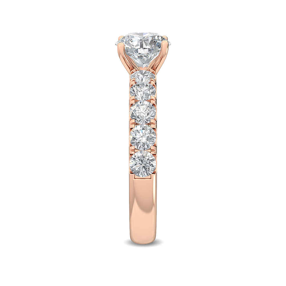 IGI Graded 1ct Round Brilliant Center Lab-Grown Diamond Engagement Ring in 14k Rose Gold
