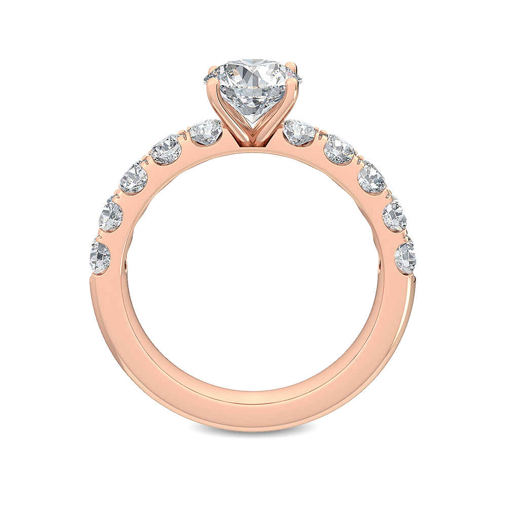 IGI Graded 1ct Round Brilliant Center Lab-Grown Diamond Engagement Ring in 14k Rose Gold