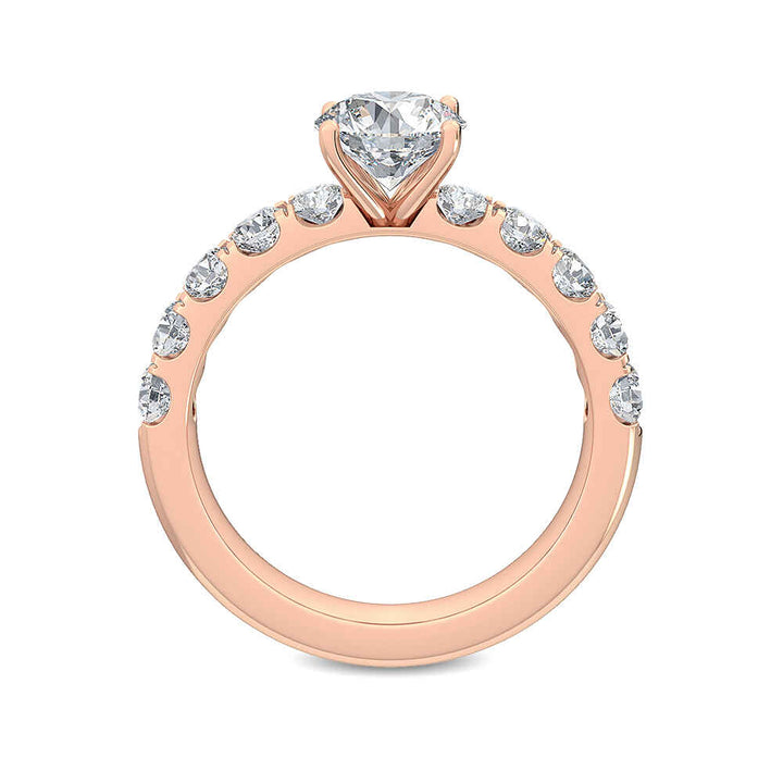 IGI Graded 1ct Round Brilliant Center Lab-Grown Diamond Engagement Ring in 14k Rose Gold