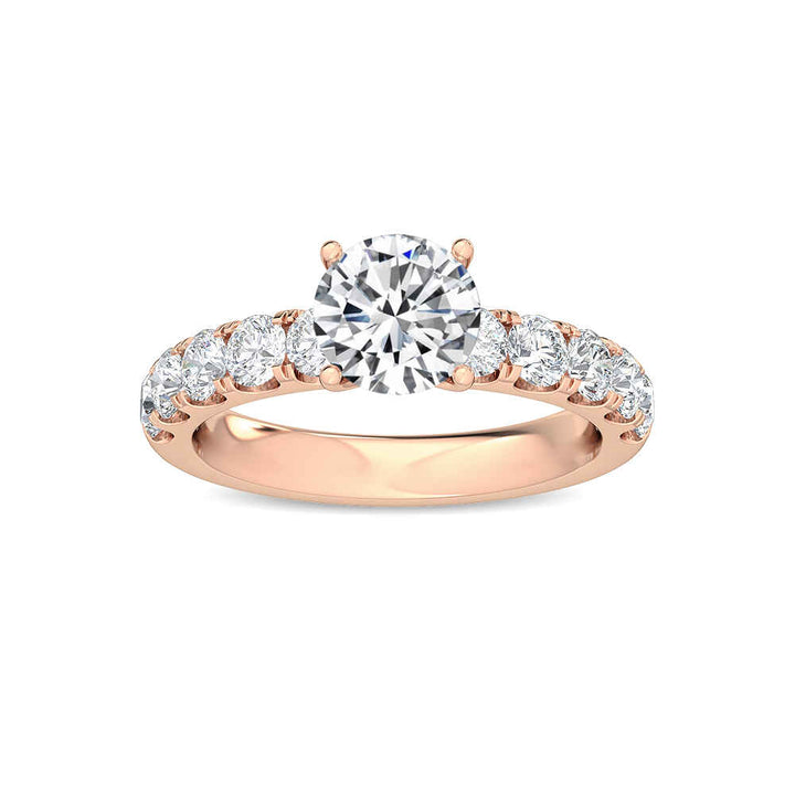 IGI Graded 1ct Round Brilliant Center Lab-Grown Diamond Engagement Ring in 14k Rose Gold