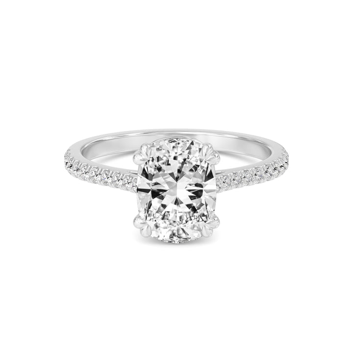 IGI Graded 1.51ct Cushion Cut with Round Brilliant Lab-Grown Diamond Engagement Ring in 14k White Gold
