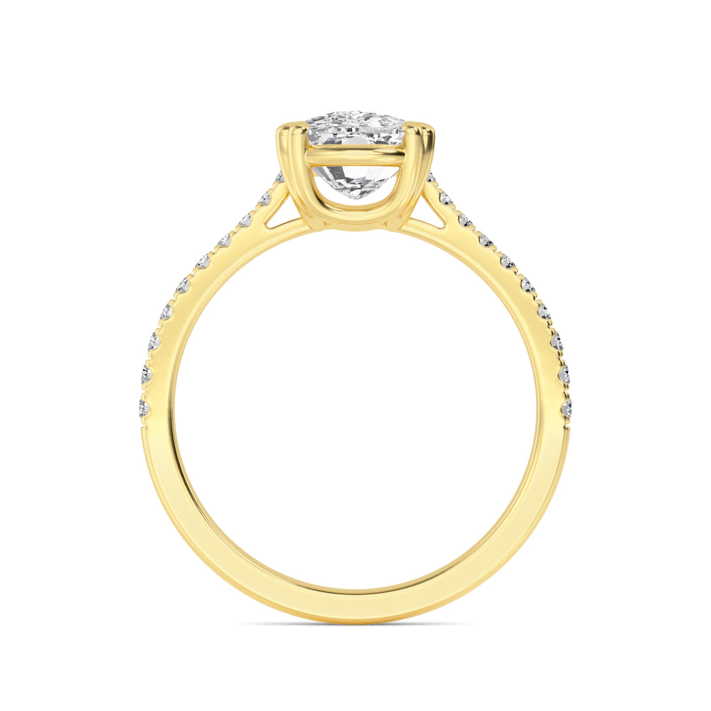 IGI Graded 1.51ct Cushion Cut with Round Brilliant Lab-Grown Diamond Engagement Ring in 14k Yellow Gold