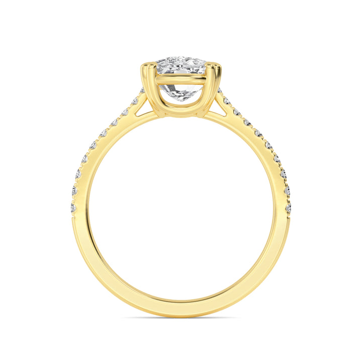 IGI Graded 1.51ct Cushion Cut with Round Brilliant Lab-Grown Diamond Engagement Ring in 14k Yellow Gold