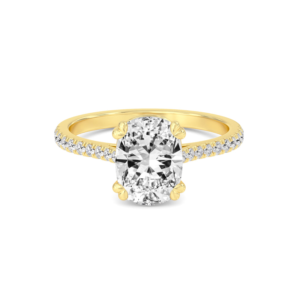 IGI Graded 1.51ct Cushion Cut with Round Brilliant Lab-Grown Diamond Engagement Ring in 14k Yellow Gold