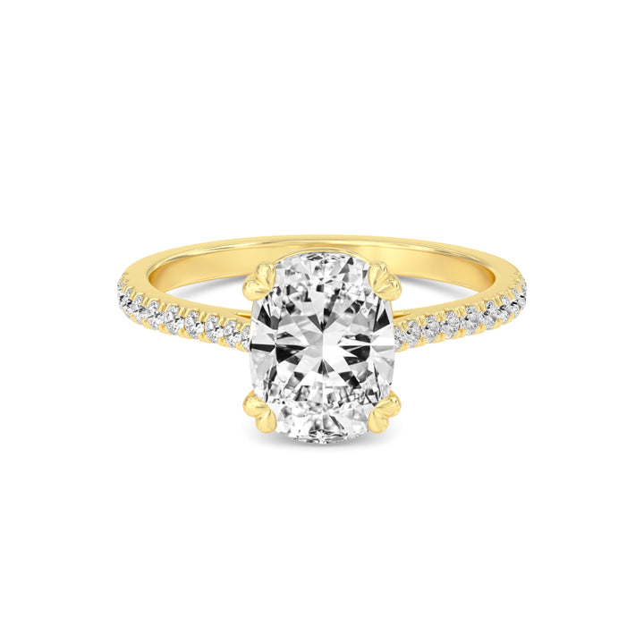 IGI Graded 1.51ct Cushion Cut with Round Brilliant Lab-Grown Diamond Engagement Ring in 14k Yellow Gold