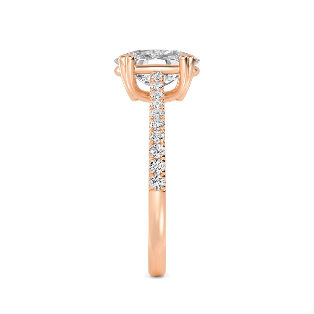 IGI Graded 1.51ct Cushion Cut with Round Brilliant Lab-Grown Diamond Engagement Ring in 14k Rose Gold